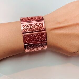 Rose Pink Gold Metal Cuffed Chain Fashion Bracelet